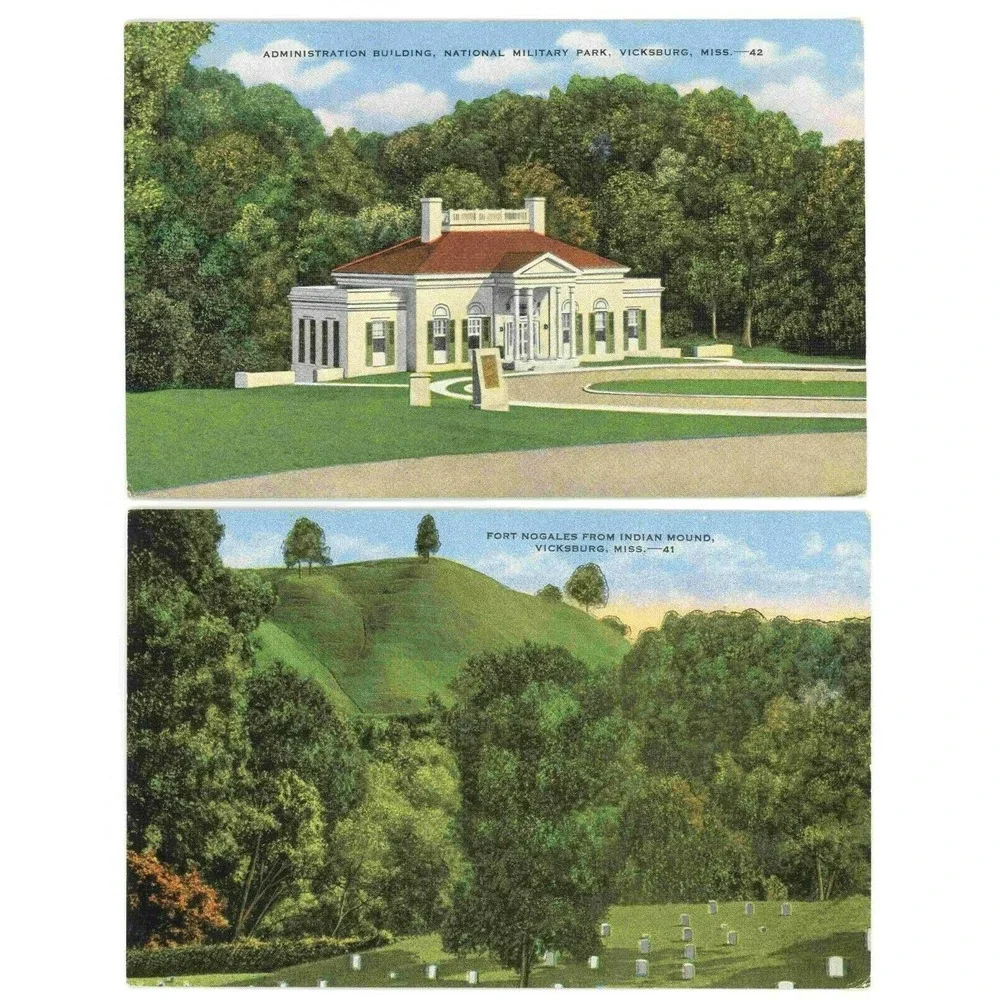 Vintage Postcard‎ Vicksburg Mississippi Miss Military Park Fort Nogales Military